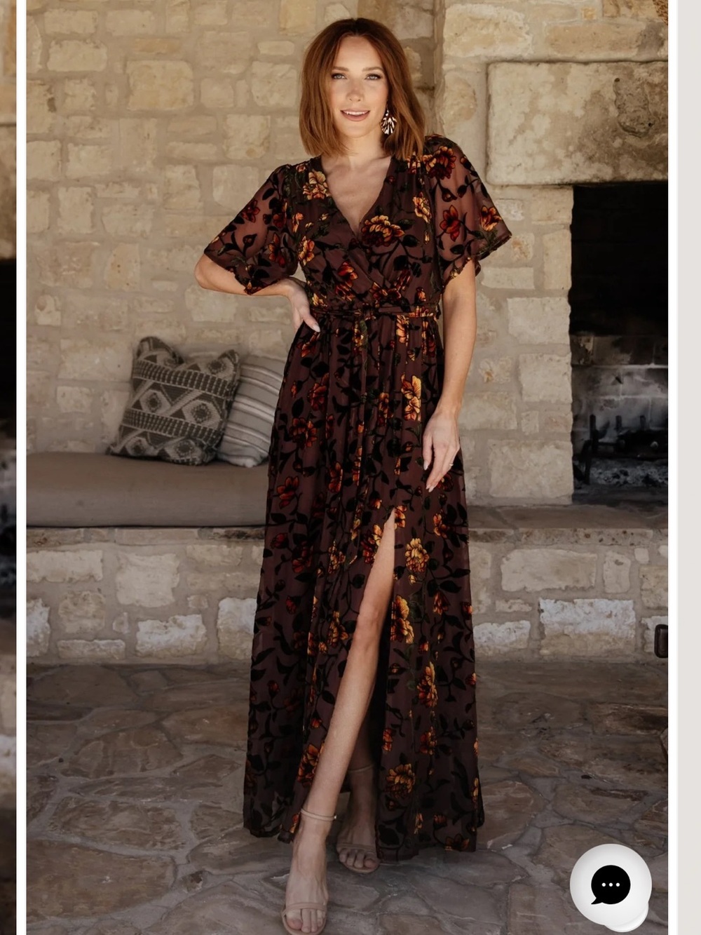 Baltic born Uma Velvet Maxi Dress Clove + Amber Floral M